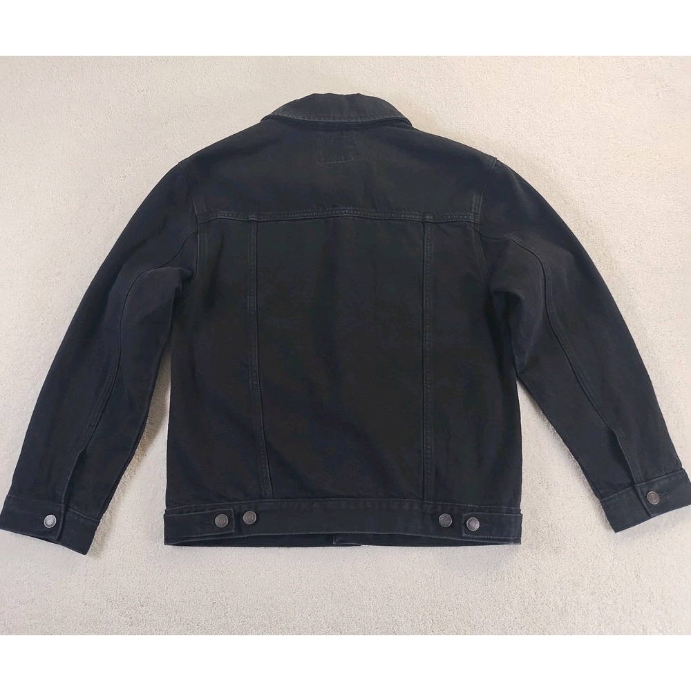 Old Navy Denim Jacket Fits Adult S/XS Black Trucker Cowboy Grunge Workwear - Picture 8 of 14